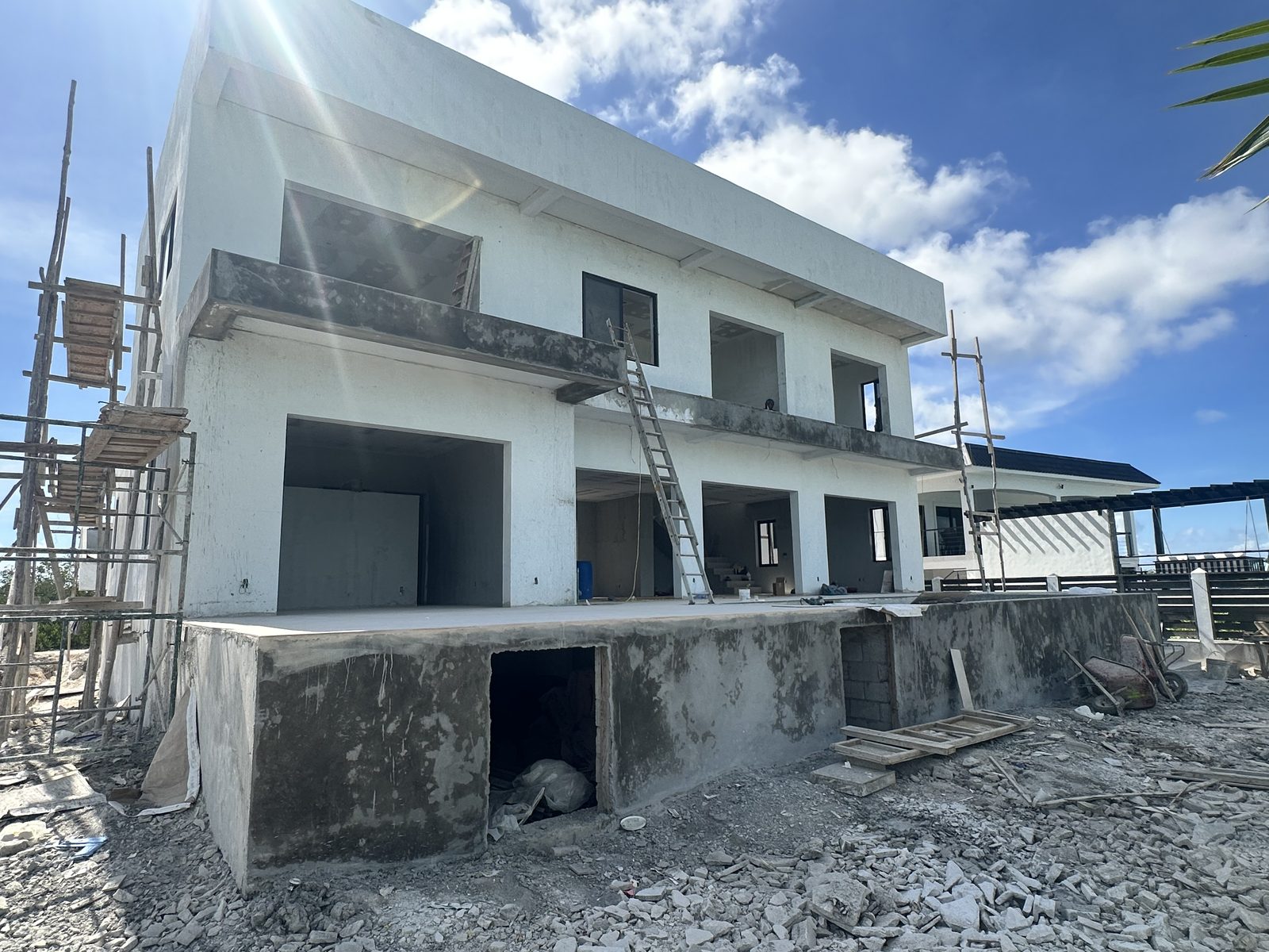 The concrete villa and casita nearing completion on the leeward shore