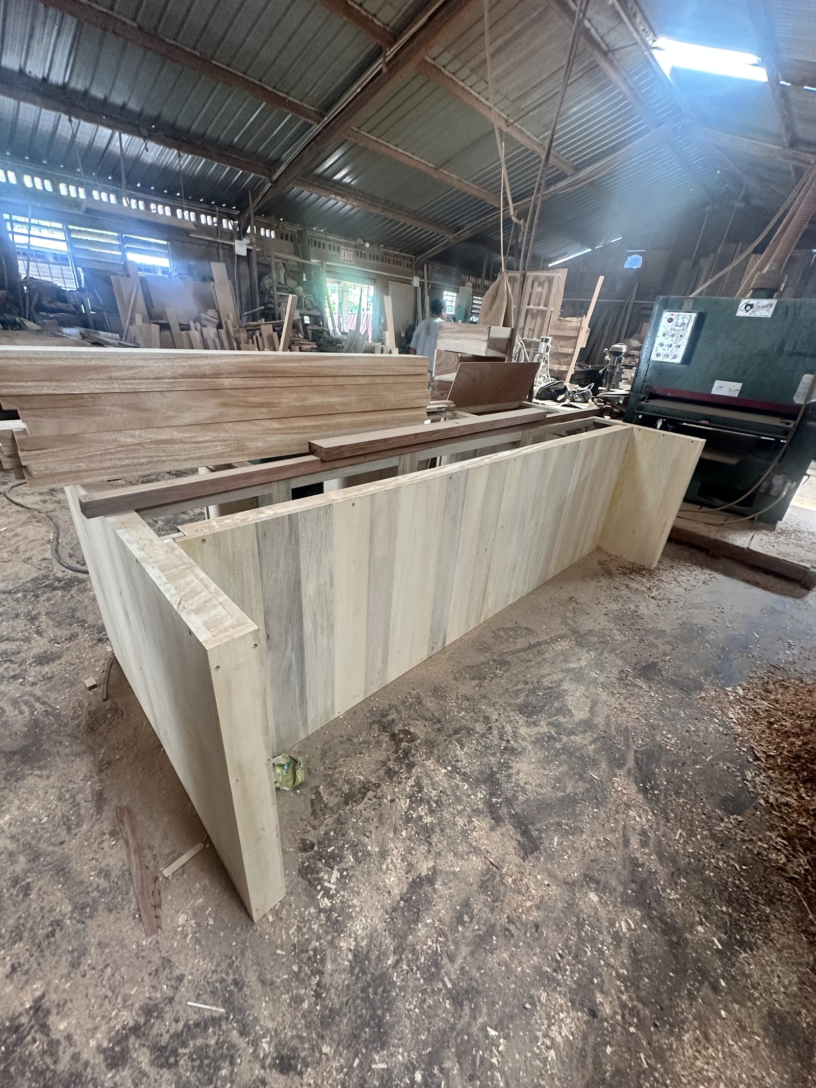 The custom kitchen island under construction at Graniel's in San Pedro